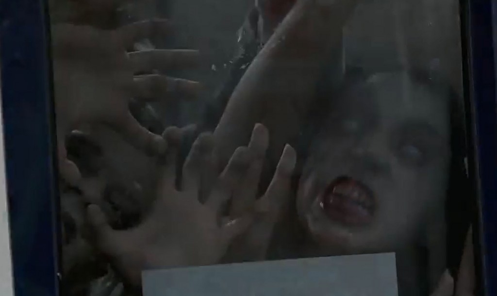 Zombie prank on the metro